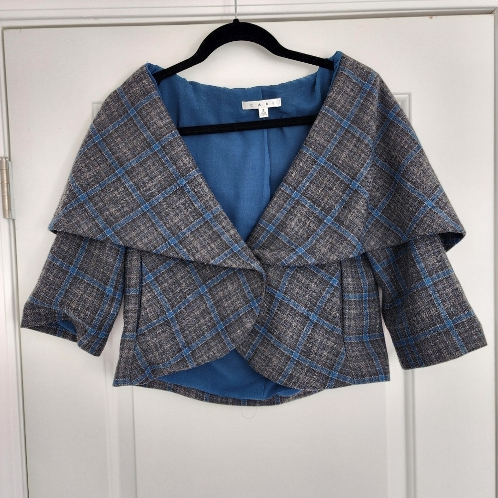 CAbi 916 Plaid Cape Jacket with Shawl Collar 2
